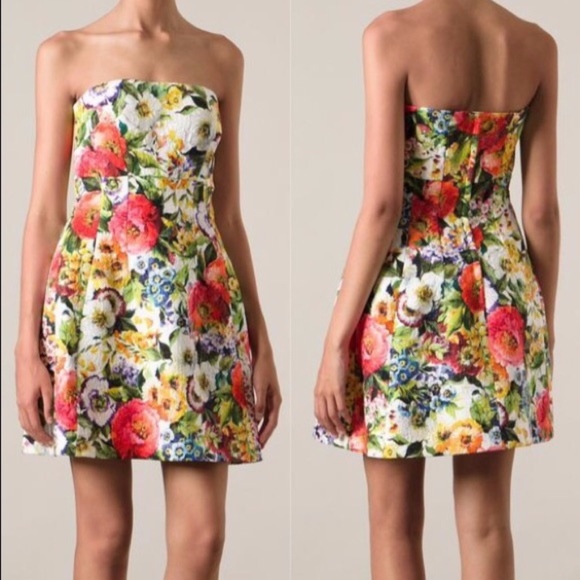 NEW Dolce & Gabbana Floral Strapless Mini Dress Size 46 US 10 - Picture 1 of 8